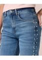 Jeans Para Mujer Con Apliques Laterales  Para Mujer Azul Patprimo de Patprimo
