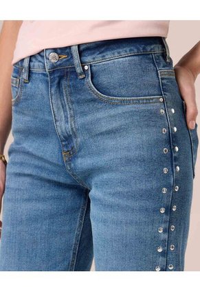 Jeans Para Mujer Con Apliques Laterales  Para Mujer Azul Patprimo