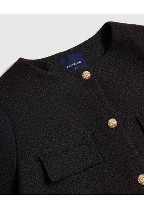 Chaqueta Unicolor Con Botones Para Mujer Curvy  Para Mujer Negro Patprimo