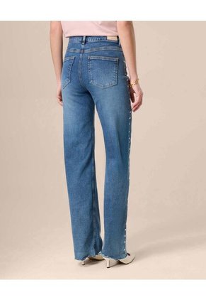 Jeans Para Mujer Con Apliques Laterales  Para Mujer Azul Patprimo