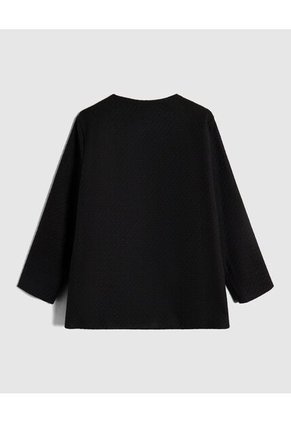 Chaqueta Unicolor Con Botones Para Mujer Curvy  Para Mujer Negro Patprimo