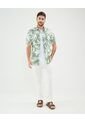 Camisa Estampada En Efecto Lino  Para Hombre Verde Patprimo de Patprimo