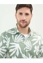 Camisa Estampada En Efecto Lino  Para Hombre Verde Patprimo de Patprimo