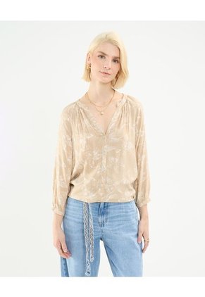 Blusa Para Mujer Manga 3/4 Color Café Claro Marca Patprimo #30123390