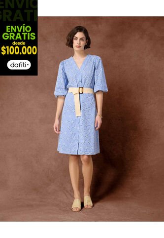 Vestido  Para Mujer M 3/4 Medio Color Azul Marca Patprimo #30171096 Patprimo