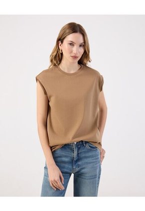 Camiseta  Para Mujer Manga Corta Cuello Redondo Color Café Marca Patprimo #30093835