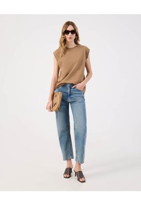 Camiseta  Para Mujer Manga Corta Cuello Redondo Color Café Marca Patprimo #30093835