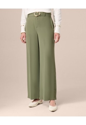 Pantalón Wide Leg Con Cinturón Para Mujer  Para Mujer Verde Patprimo Patprimo