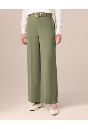 Pantalón Wide Leg Con Cinturón Para Mujer Para Mujer Verde Patprimo