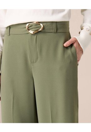 Pantalón Wide Leg Con Cinturón Para Mujer Para Mujer Verde Patprimo