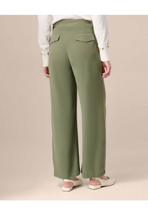 Pantalón Wide Leg Con Cinturón Para Mujer Para Mujer Verde Patprimo