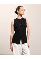 Chaleco Tejido Con Botones Para Mujer  Para Mujer Negro Patprimo de Patprimo