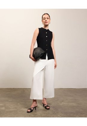 Chaleco Tejido Con Botones Para Mujer Para Mujer Negro Patprimo