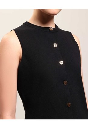 Chaleco Tejido Con Botones Para Mujer Para Mujer Negro Patprimo