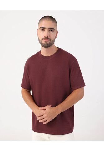 Camiseta Texturizada De Cuello Redondo   Para Hombre Vino Patprimo Patprimo