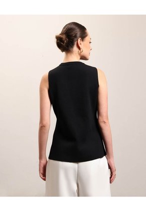 Chaleco Tejido Con Botones Para Mujer Para Mujer Negro Patprimo