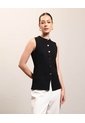 Chaleco Tejido Con Botones Para Mujer  Para Mujer Negro Patprimo de Patprimo