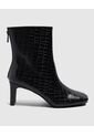 Botines De Tacón Con Efecto Croco   Para Mujer Negro Patprimo de Patprimo
