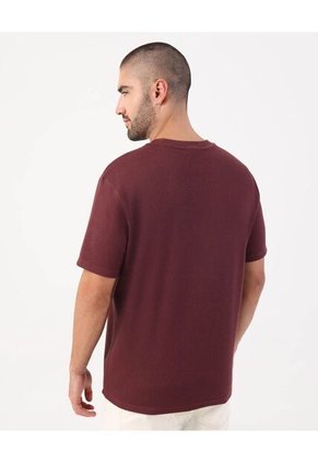Camiseta Texturizada De Cuello Redondo   Para Hombre Vino Patprimo
