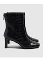 Botines De Tacón Con Efecto Croco   Para Mujer Negro Patprimo de Patprimo