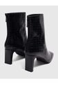 Botines De Tacón Con Efecto Croco   Para Mujer Negro Patprimo de Patprimo