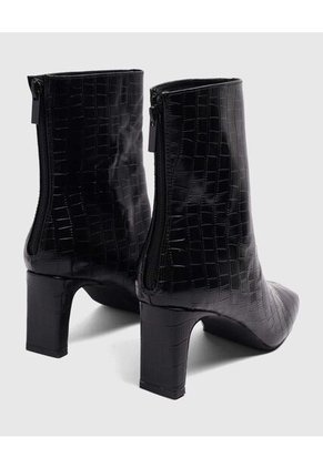 Botines De Tacón Con Efecto Croco   Para Mujer Negro Patprimo