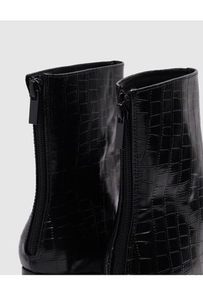 Botines De Tacón Con Efecto Croco   Para Mujer Negro Patprimo