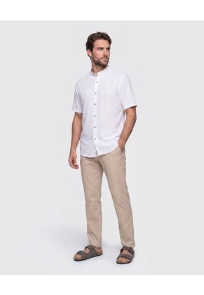 Camisa Cuello Mao Unicolor Para Hombre Para Hombre Negro Patprimo