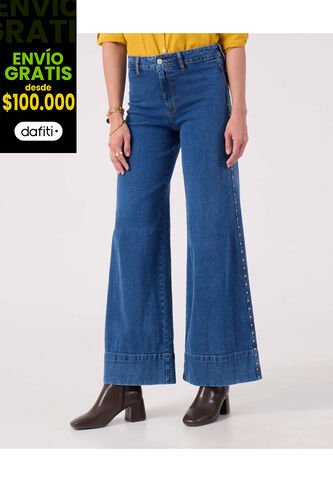 Jean Para Mujer Wide-Leg Color Azul Marca Patprimo #30160479 Patprimo