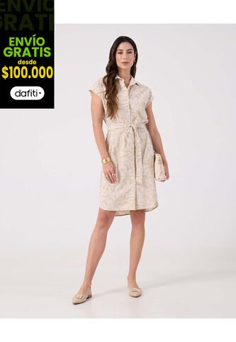 Vestido Para Mujer M/C Corto Color Beige Marca Patprimo #30171054 Patprimo