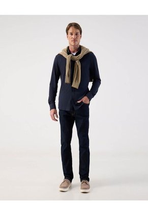 Camisa  Para Hombre Manga Larga Sin Bolsillo Cuello Italiano Color Azul Marca Patprimo #44013184