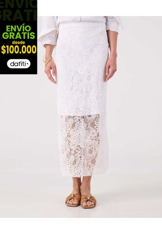 Falda Para Mujer Medio Color Blanco Marca Patprimo #30140416 Patprimo