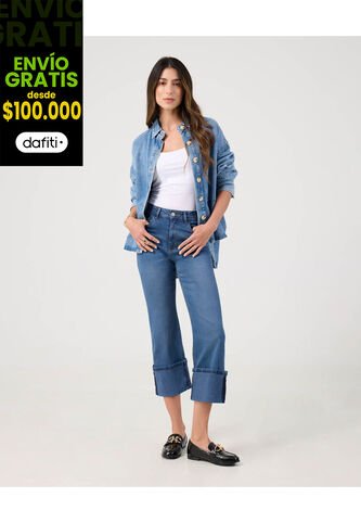 Jean Para Mujer Straight Color Azul Marca Patprimo #30160503 Patprimo