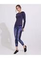 Leggings Estampado, Medio Con Tiro Alto Y Cortes Laterales  Para Mujer Azul Patprimo de Patprimo