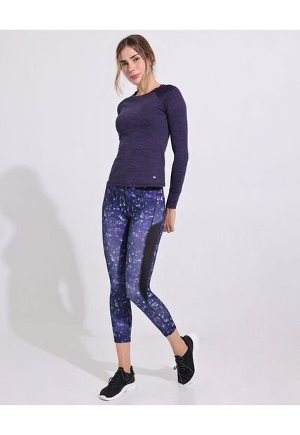 Leggings Estampado, Medio Con Tiro Alto Y Cortes Laterales  Para Mujer Azul Patprimo
