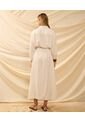 Vestido Largo Camisero Con Bolsillos   Para Mujer Crema Patprimo de Patprimo