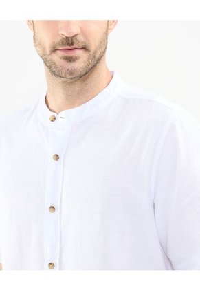 Camisa Para Hombre Manga Corta Sin Bolsillo Cuello Neru Color Blanco Marca Patprimo #44013090