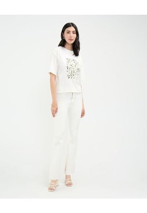 Camiseta Para Mujer Manga Corta Cuello Redondo Color Blanco Marca Patprimo #30093688