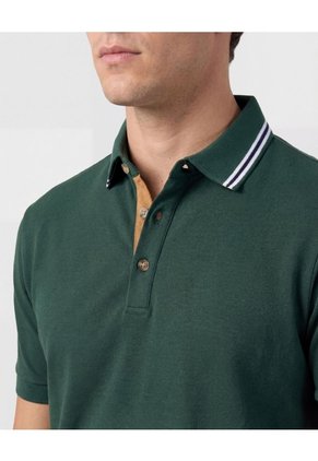Polo Con Pechera En Contraste Para Hombre Verde Patprimo