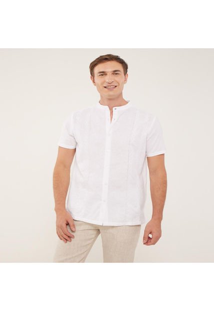 Camisa Guayabera Para Hombre Manga Corta Sin Bolsillo Color Blanco Marca Patprimo #44030380
