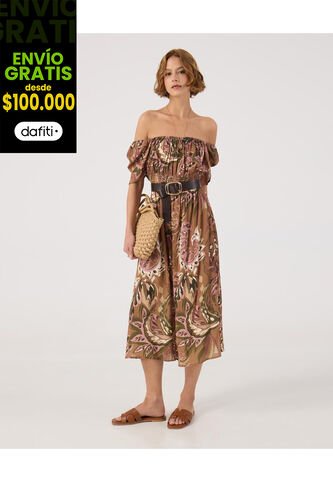 Vestido Para Mujer M/C Largo Color Café Marca Patprimo #30171046 Patprimo