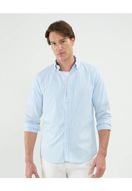 Camisa Para Hombre Manga Larga Sin Bolsillo Cuello Casual C Color Azul Marca Patprimo #44013104