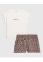 Pijama Short Con Cuello En V Para Mujer  Para Mujer Café Patprimo de Patprimo