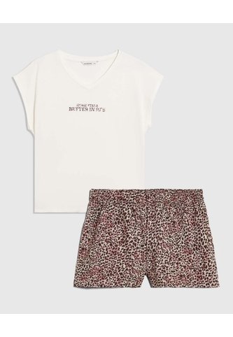 Pijama Short Con Cuello En V Para Mujer  Para Mujer Café Patprimo Patprimo