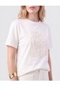 Camiseta Con Bordado De Cordón Para Mujer  Para Mujer Blanco Patprimo de Patprimo