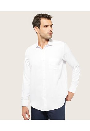 Camisa Para Hombre Manga Larga Sin Bolsillo Cuello Italiano Color Blanco Marca Patprimo #44012575