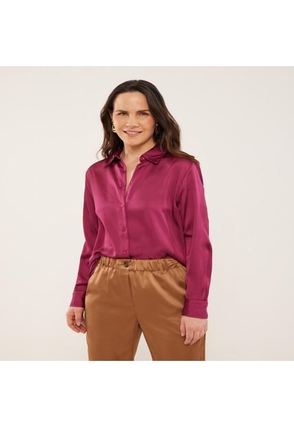 Camisa Para Mujer Manga Larga Color Vino Marca Patprimo #30010572