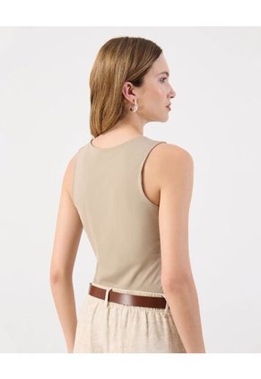 Camiseta  Para Mujer Manga Sisa Cuello Redondo Color Beige Marca Patprimo #30093852