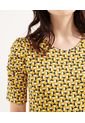Camiseta Estampada Manga Corta Con Ruche  Para Mujer Amarillo Patprimo de Patprimo