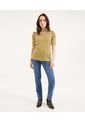 Camiseta Estampada Manga Corta Con Ruche  Para Mujer Amarillo Patprimo de Patprimo